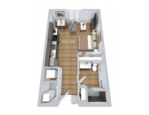bedroom floor plan an open concept living room and kitchen with a wood floor